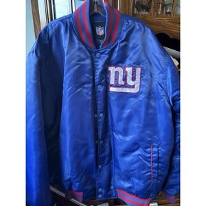 Vintage Men's NFL New York Giants Jacket 3XL Snaps Royal Blue Red Trim Retro